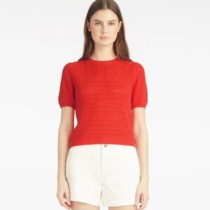 Draper James Short Sleeve Pointelle Sweater size M